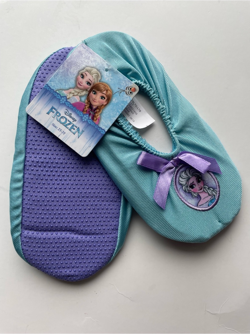 Disney Girls' Teal and Purple Frozen Elsa Slip-On Ballet Flats